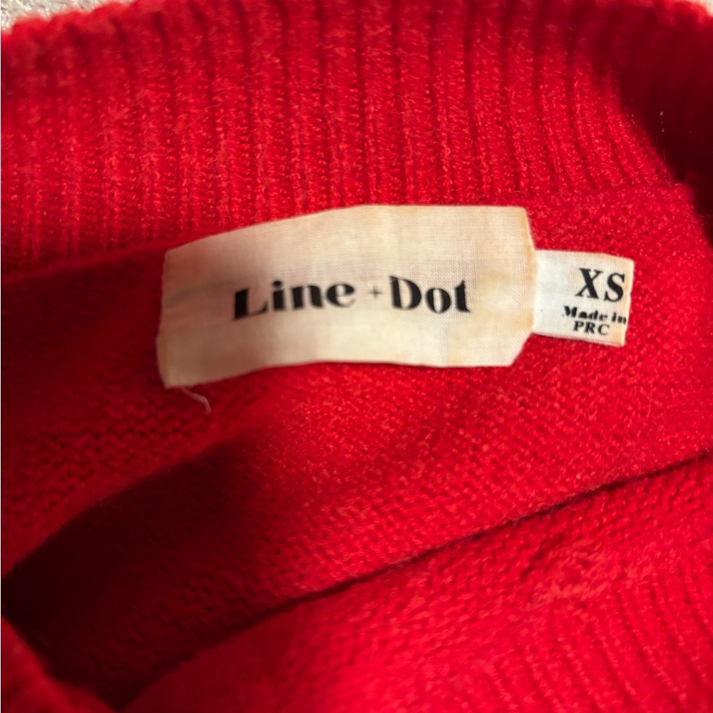 Line & Dot Red Ruffled Crew Neck Sweater - Picture 6 of 6